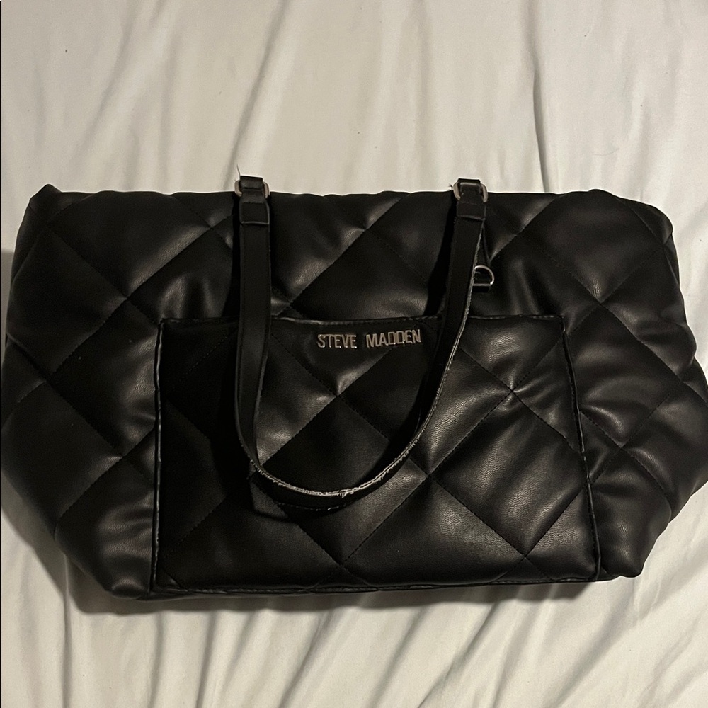 Steve Madden Black Quilted Tote